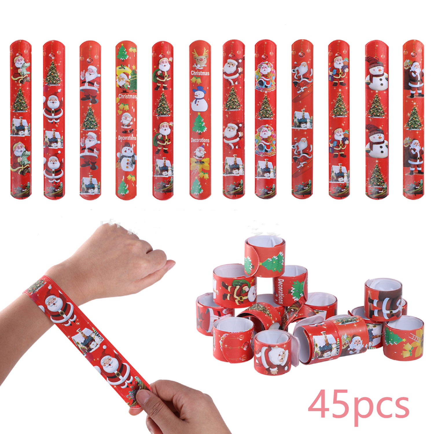 JMH Christmas Slap Bracelets, Xmas Slap Wristbands for Kids' Party