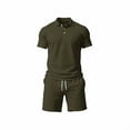 thumbnail image 5 of TaTaai Mens Two Piece Set Mens Solid Color Short Sleeve Shirt with Drawstring Shorts Casual Sports Summer Set Gift, 5 of 6
