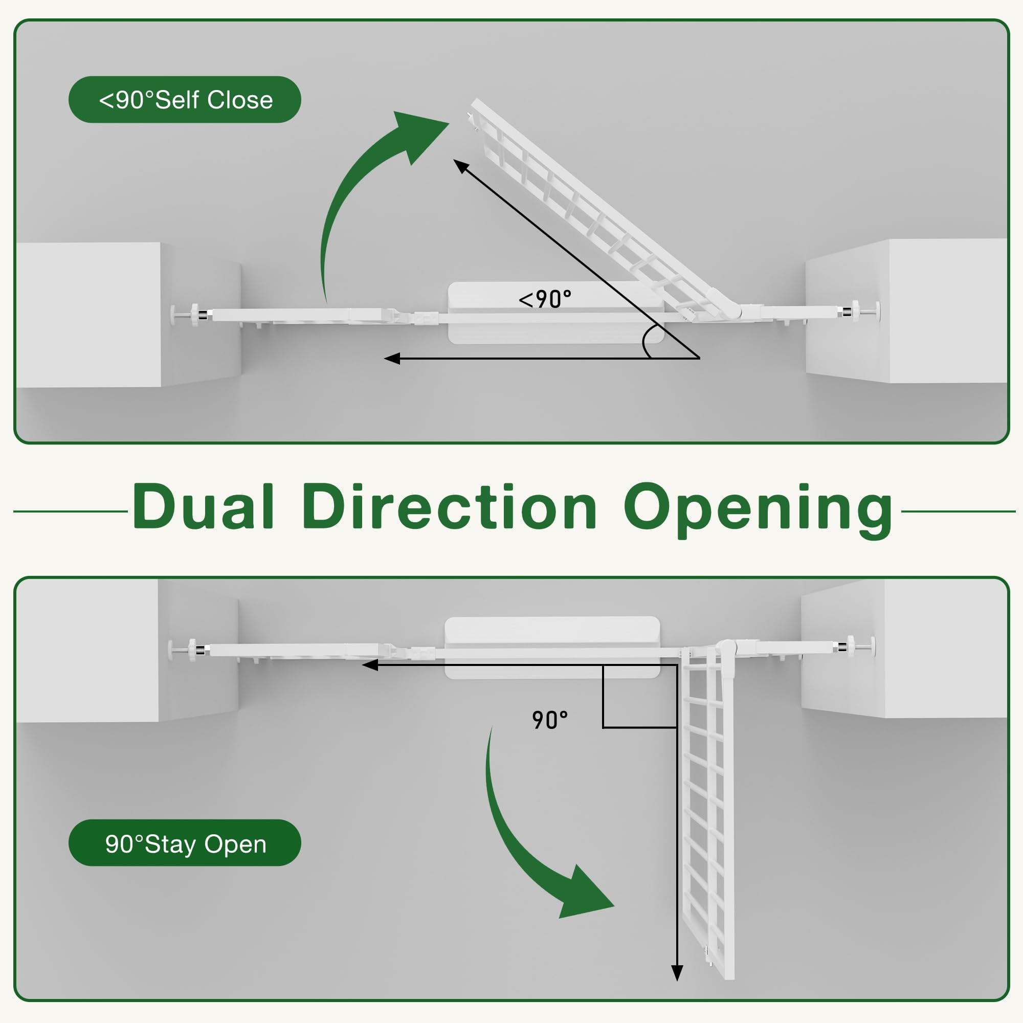 Cofiyard 55" Extra Tall Pet Gate, Dog Gate with 1.37" Gap,Adjustable 29.9"-45.3" Wide Metal Cat Gate, Auto Close Pet Gate for Doorway, No Drilling,White