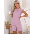 thumbnail image 2 of DARING DIVA Ruffle Trim Cap Sleeve Lounge Tops Shorts Pajama Sets L Pink, 2 of 6