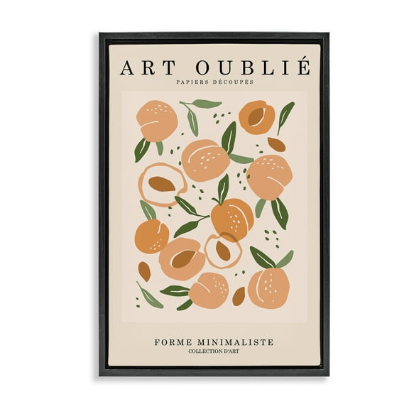 Stupell Industries Peaches Gallery Poster Food & Beverage Painting Black Floater Framed Canvas Art Print Wall Art, 17 x 25