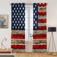 thumbnail image 2 of Vintage American Flag Kitchen Curtains 96 Inch Length, Blue Star Red Striped Wooden Grommet Top Bedroom Living Room Curtains, Light Filtering Cafe Curtain Drapes 2 Panels Set 104''x96'', 2 of 9