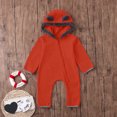 thumbnail image 5 of Utoimkio Newborn Baby Girl Boy Rompers Bear Ear Hooded Footed Jumpsuit Winter Fleece Warm Onesies Pajamas Long Sleeve Zipper Winter Coat Outfits for Kids Size 3-24M, 5 of 9