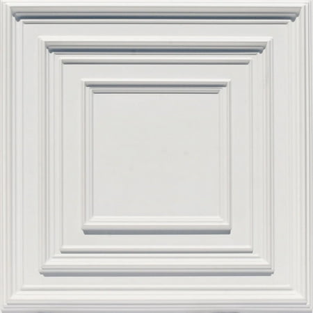 222-Schoolhouse 2 ft. x 2 ft. PVC Lay-in or Glue-up Ceiling Tile in White Matte (100 Sq. ft. / Pack) - 25 Pieces