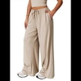thumbnail image 2 of Pantalones Deportivos Casuales Holgados de Pierna para Mujer, Rectos, de Tiro Bajo, con Bolsillos con Cordón Elástico Albaricoque L, 2 of 9