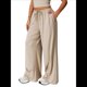 thumbnail image 2 of Pantalones Deportivos Casuales Holgados de Pierna para Mujer, Rectos, de Tiro Bajo, con Bolsillos con Cordón Elástico Albaricoque L, 2 of 9