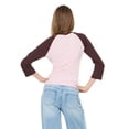 thumbnail image 4 of Forever 21 Women's Blue & White New York 2002 Varsity Raglan Crew Neck 3/4 Sleeve Top, for Casual Everyday Style, M, 4 of 6