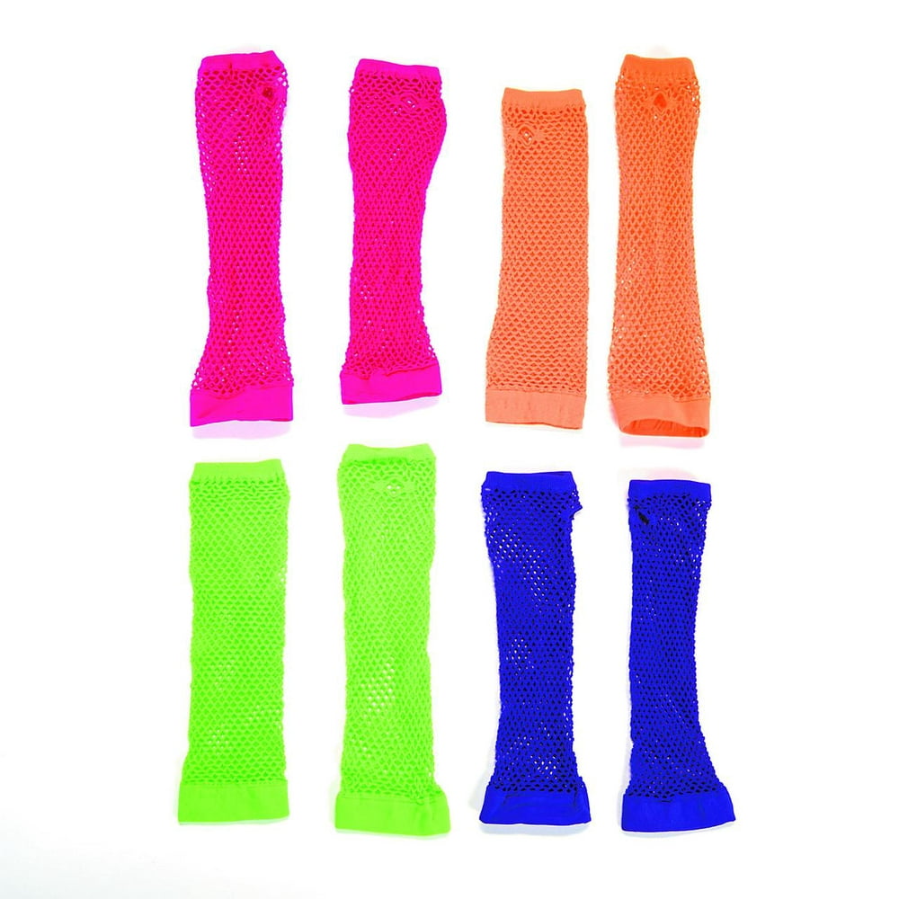 Retro Neon Fishnet Arm Sleeves - Party Wear - 12 Pieces - Walmart.com ...