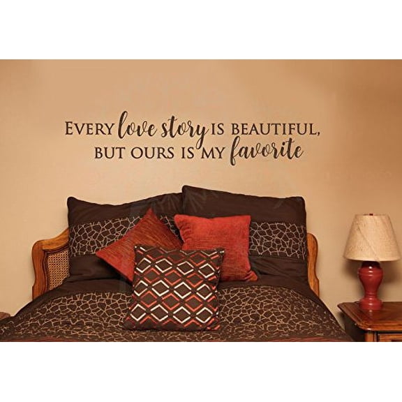 My Favorite Love Story Vinyl Lettering Decals Wall Sticker Quotes 47x10-Inch Chocolate Brown