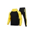thumbnail image 2 of FOCUSNORM Men?s Casual Contrast Color Long Sleeve Hooded Top and Trousers, 2 of 10