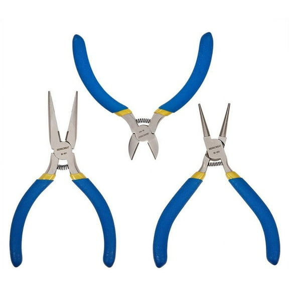 3-Piece Jewelry Pliers Sets for Jewelry Making - Long Nose Pliers Side-Cutting Round Nose