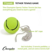 Champion Sports TTGAME Tetherball Tennis: Swingball Outdoor Lawn Game for Kids, Adults, and Families - Backyard Tether Kit with Tennis Ball and Paddle Set