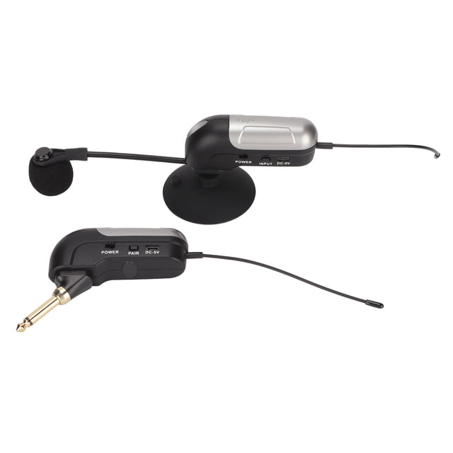 Micrófono de instrumento inalámbrico a prueba de golpes, receptor transmisor de micrófono UHF de cuello de cisne de 360 ° para guitarra y violín