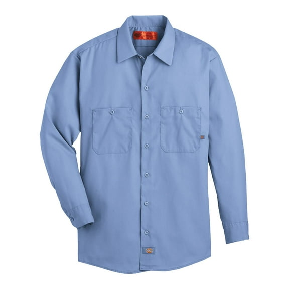 Dickies Men's Long Sleeve Industrial Wrinkle Resistant Work Shirt, Light Blue Dow, M