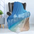 thumbnail image 4 of Hawaiian Soft Flannel Fleece Blanket, Tropical Seacoast Wavy Ocean Fluffy Clouds on Horizon Summer Holidays Scenery, Cozy Plush for Indoor and Outdoor Use, 50" x 70", Blue Turquoise, by Ambesonne, 4 of 5