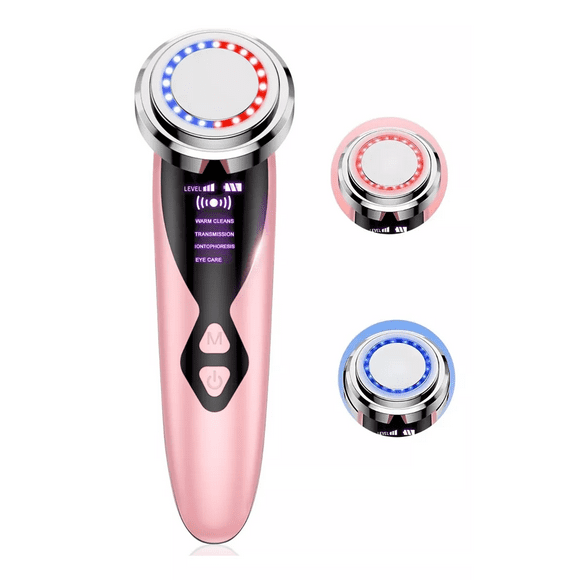 Masajeador Facial Ultrasónico Ems 2 En 1 Dual Rosa