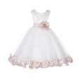 thumbnail image 2 of Ekidsbridal Ivory Tulle Rose Petals Junior Flower Girl Dress Pageant Mini Bridal Gown Christening Formal Evening Wedding 302T 6, 2 of 2
