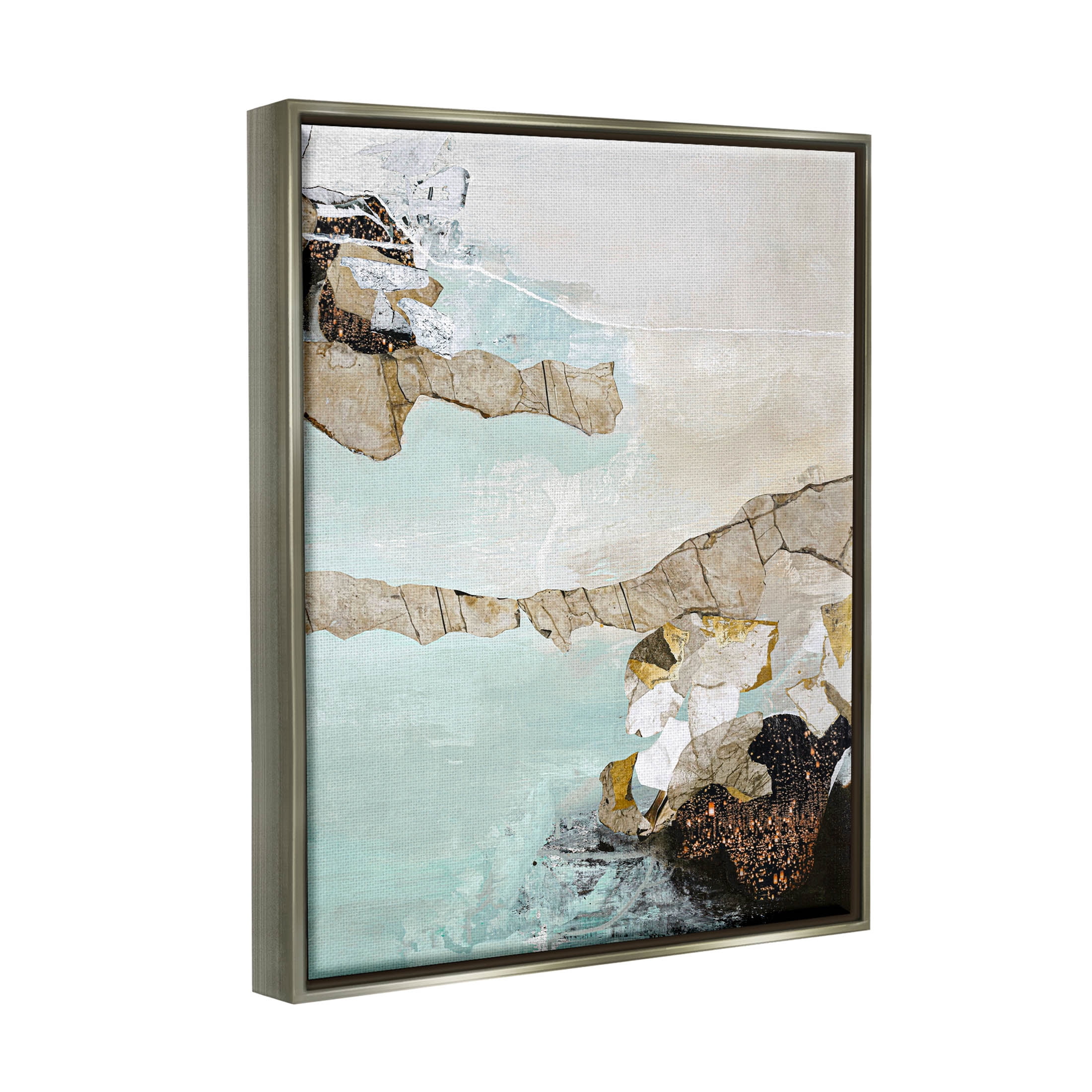 Abstract Beach Shoreline Scenery Abstract Graphic Art Luster Gray Framed Art Print Wall Art