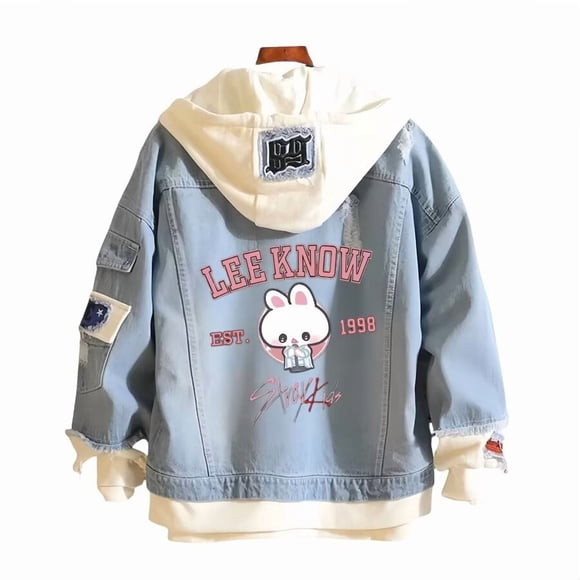 Chaqueta vaquera con capucha Stray Kids SKZOO Lee Know Est.1998 Leebit