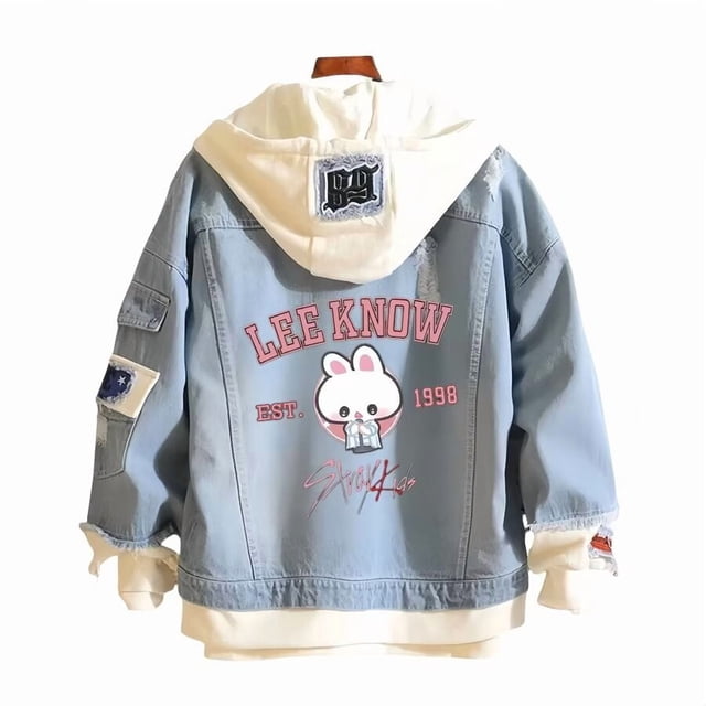 Chaqueta vaquera con capucha Stray Kids SKZOO Lee Know Est.1998 Leebit