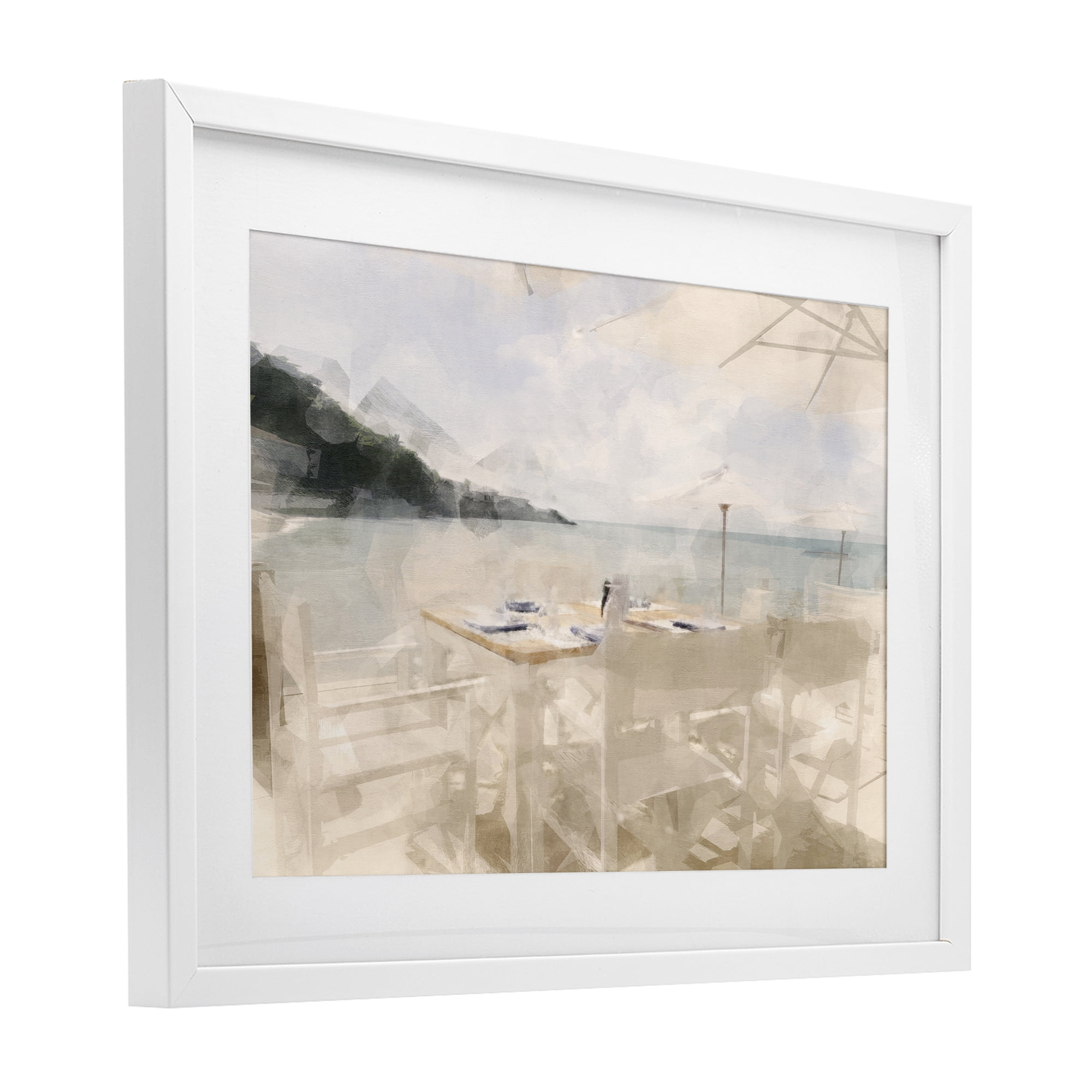 Stupell Industries Table By The Sea White Framed Print Under Glass, design by Noah Bay