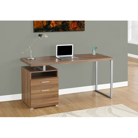UPC: 0878218005168 | Computer Desk – 60 L / Walnut / Silver Metal