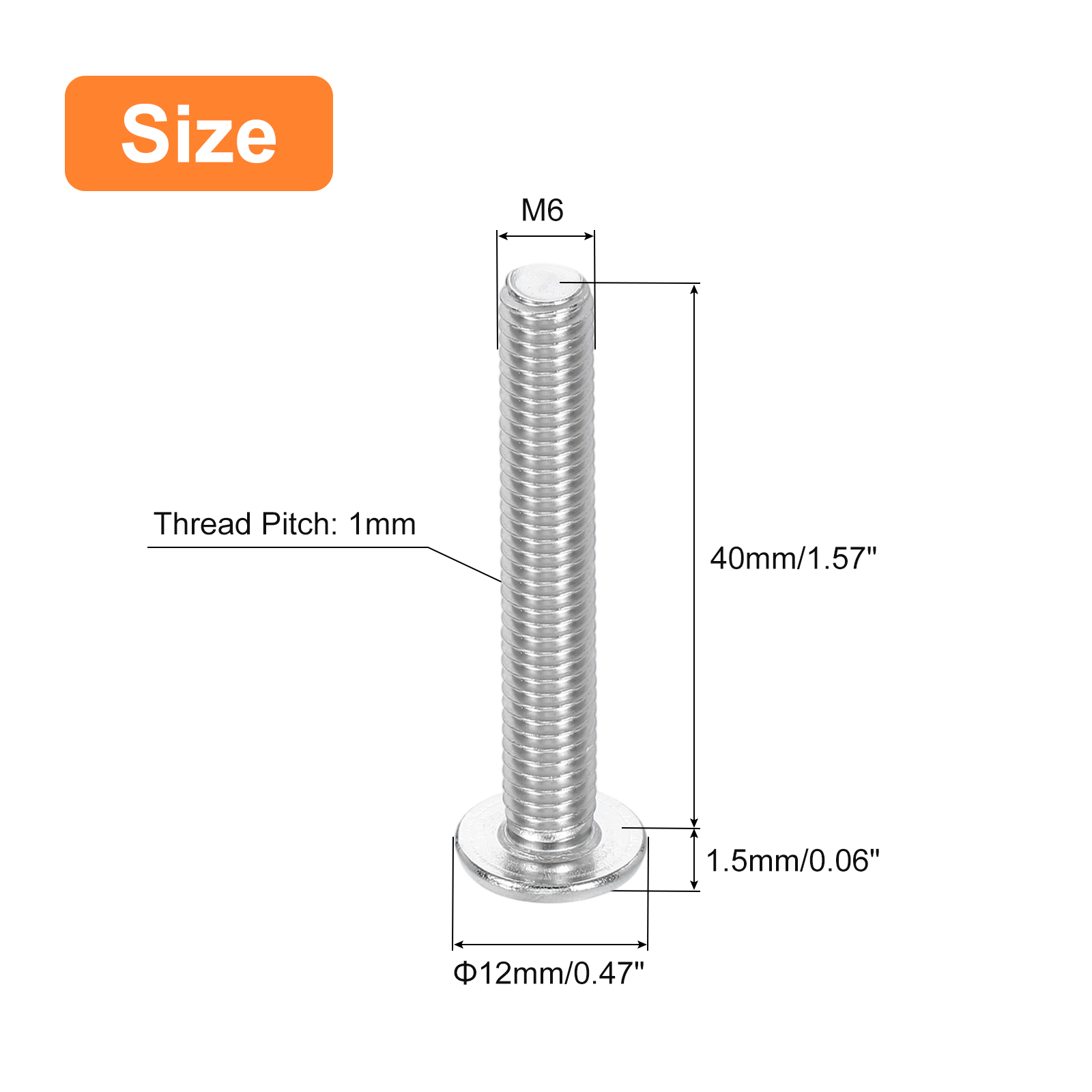 M6-1 x 40mm 50Pack Metal Flat Round Head Screws Phillips Drive Machine Bolt