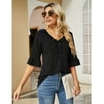 thumbnail image 6 of ZHENWEI Women's Casual V Neck T Shirts Loose Summer Half Bell Sleeve Tops Ruffle Tunic Blouses, 6 of 9
