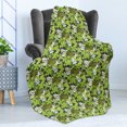 thumbnail image 4 of Sage Soft Flannel Fleece Blanket, Fresh Nature Theme Wildflowers Leaves Bloom Foliage Nostalgia Vintage Abstract, Cozy Plush for Indoor and Outdoor Use, 50" x 60", Green Black White, by Ambesonne, 4 of 5