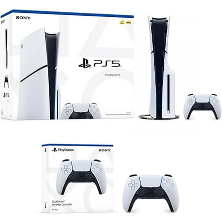 PlayStation 5 Slim Console + PlayStation 5 DualSense Wireless Controller - Includes PS5 Console & DualSense Controller - 16GB RAM 1TB SSD - Custom Integrated I/O - Up to 120fps @ 120Hz output - Fea...