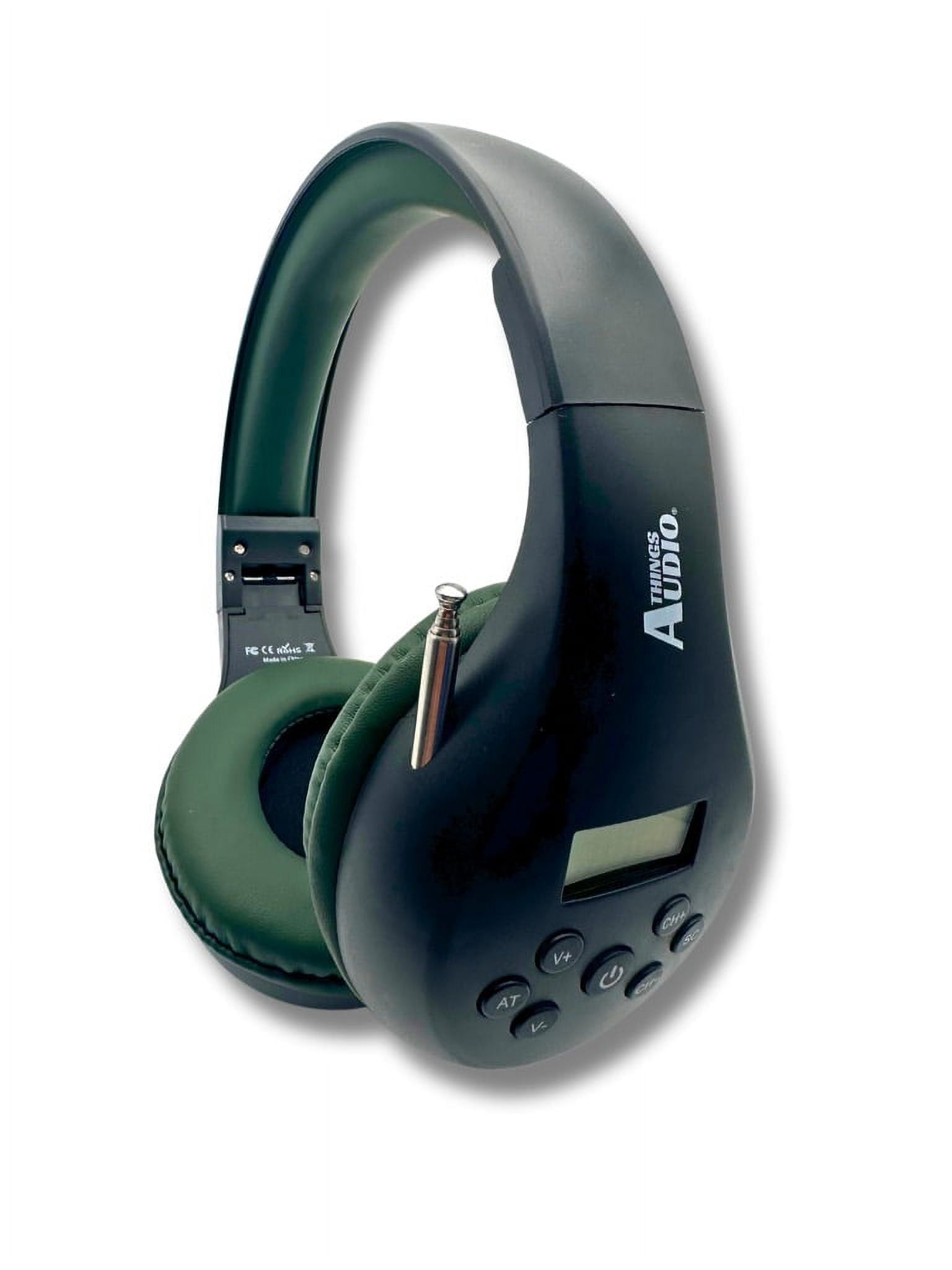FM Radio Headphones Pull-Out Antenna, Great Reception, Sound Quality, Light Weight, Walking, Ease of Use, Jogging, Relaxing, School, Talk Radio, Require 2AA Batteries (Not Included) Black & Army Green