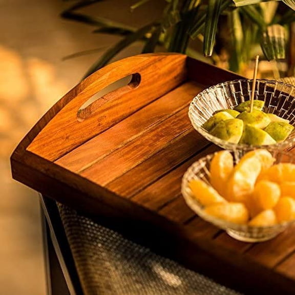 Wooden Tray (Stripped Pattern Bottom) - Arched Handles (14" x 10" x 2.5")