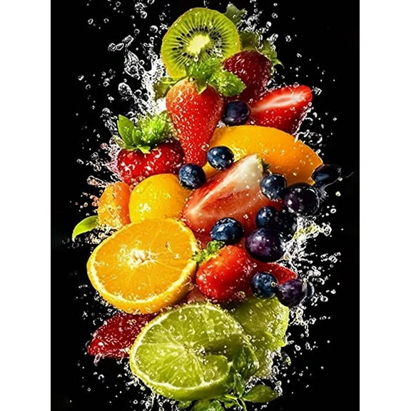 Fresh Fruit Splash Canvas Wall Art PrintSuitable for Kitchen Decoration Dining Room Decor Decor Office Decor and more.