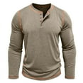 thumbnail image 4 of TOWED22 Men's Henley Shirts Dress Long Sleeve Casual Collarless T-Shirt Button Pullover(Khaki,XL), 4 of 6