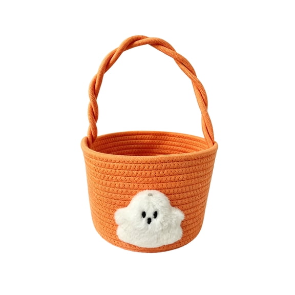 Aurorax Orange Princess Halloween Bucket Ghost,Trick or Treat Bucket Cute Reusable Treat Bag,Halloween Pails for Adults Teens Gift