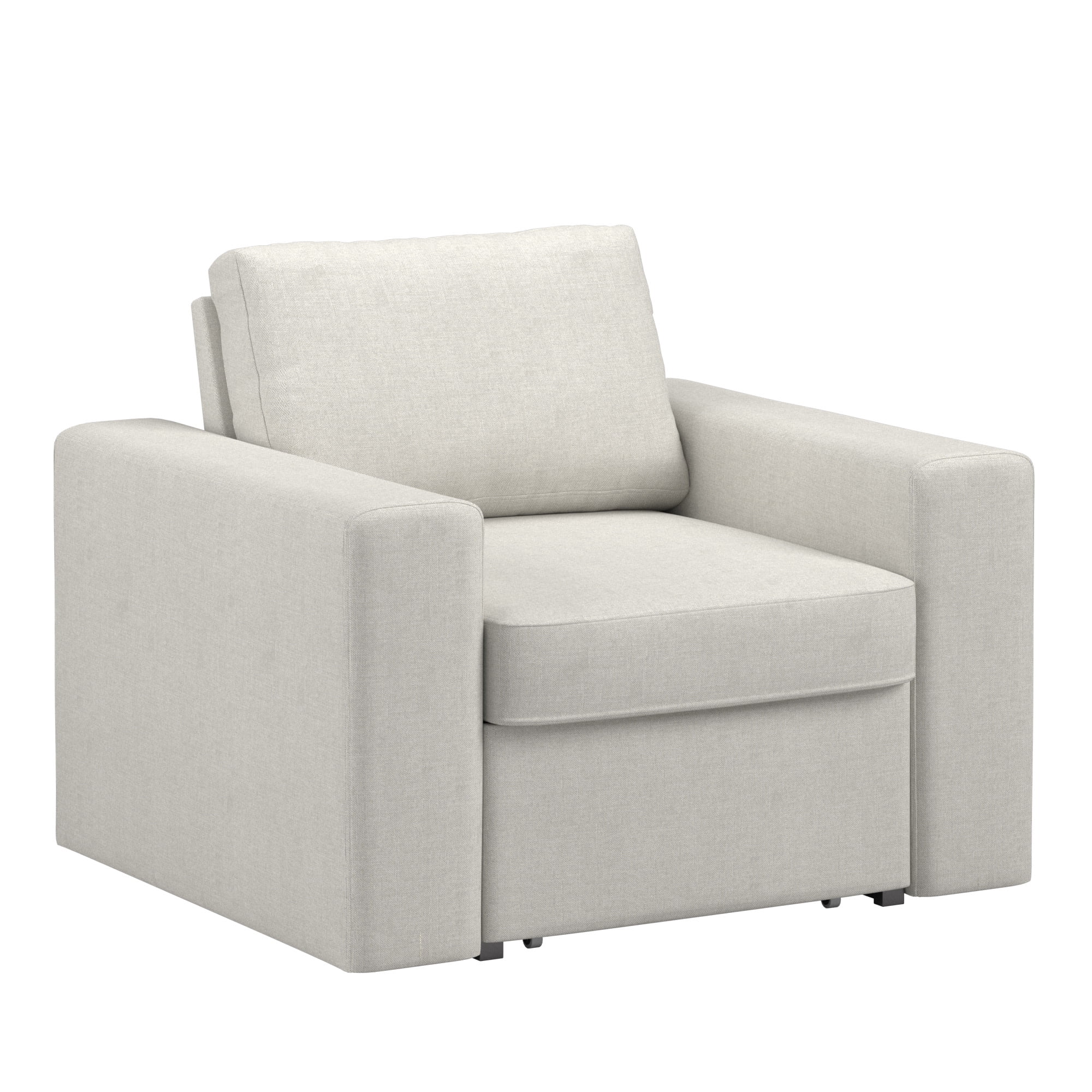 Weston Home Glen Park Modern Linen Accent Chair with 1 Hidden Metal Wire Storage Drawer, Ivory