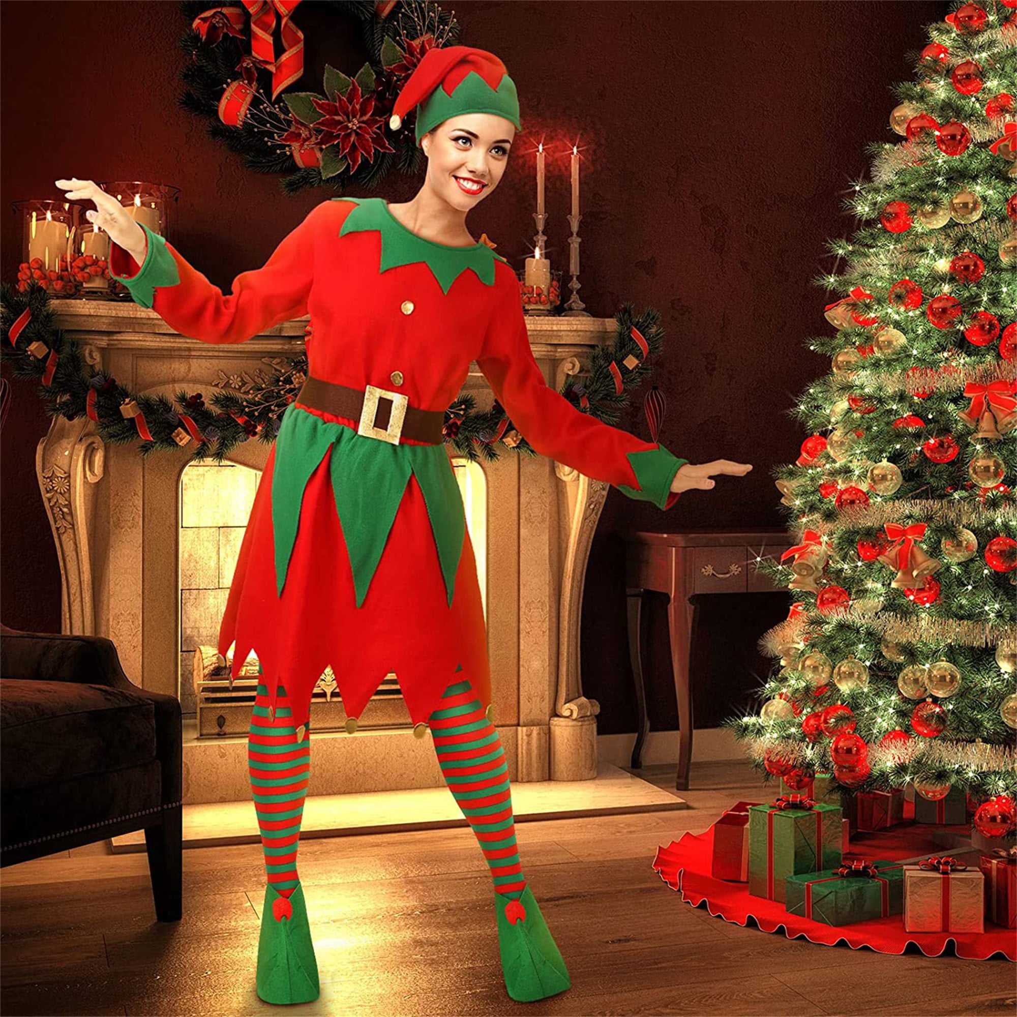 christmas elf jumper dress Brave Soul hooded Christmas elf sweater dress
