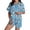 Light Blue, variant on Women's Face Print Pajama Set, I Love Mum Graphic Print Short Sleeve Button Down Loungewear Shorts Set, Unique Mother's Day Gift