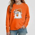 thumbnail image 2 of WAVSUF Girls Halloween Sweatshirts, Crew Neck Loose Fit Long Sleeve Winter Festive Casual Pullover Orange 7-8, 2 of 7