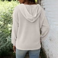 thumbnail image 4 of Hoodie Women Trendy Solid Color Hooded Button Loose Long Sleeved V Neck Sweatshirts Fall Tops,White,2XL, 4 of 6