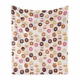 thumbnail image 1 of Food Soft Flannel Fleece Throw Blanket, Donuts and Little Hearts Pattern Colorful Yummy Delicious Desserts Print, Cozy Plush for Indoor and Outdoor Use, 70" x 90", Pink Brown, by Ambesonne, 1 of 6