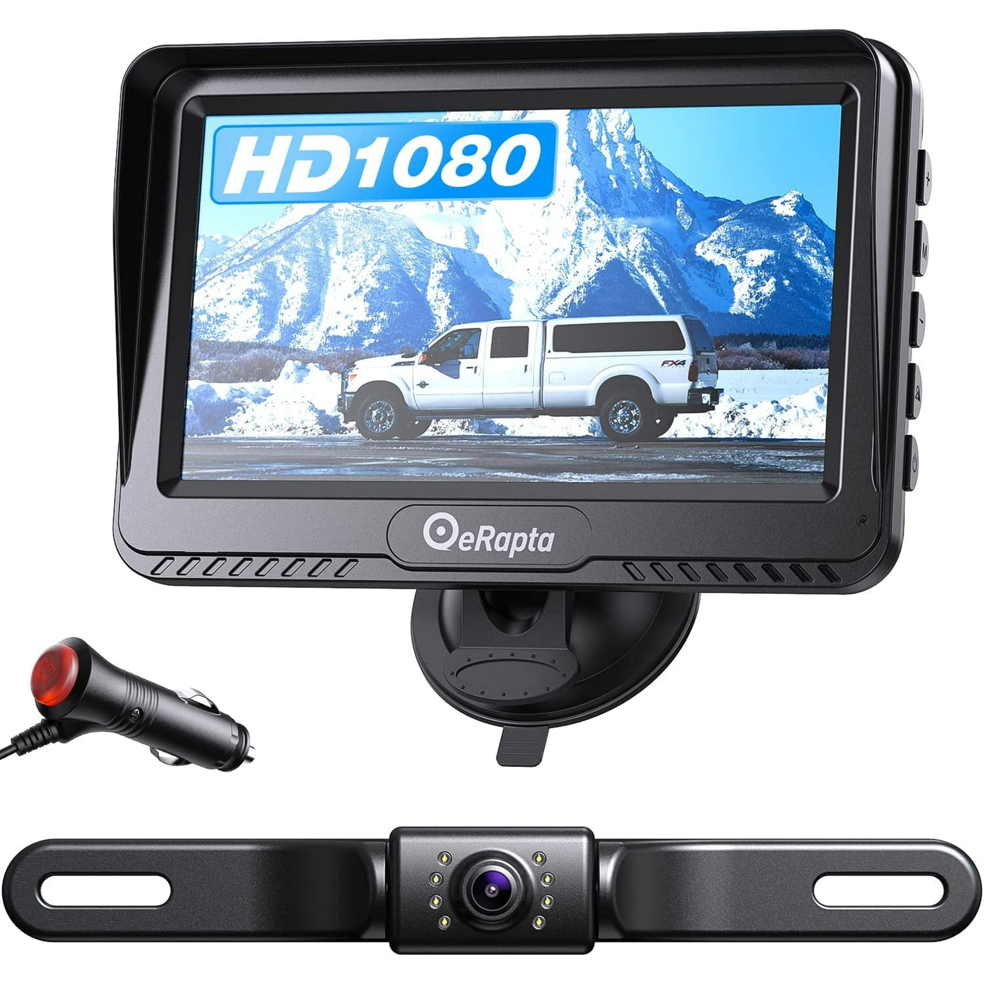 eRapta Backup Camera with Monitor 4.3 inch License Plate Wired Back up Camera for Car or Truck Pickup SUV Rear View Camera Backing Reverse Camera IP69 Waterproof Nice Night Vision ERT01
