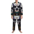 thumbnail image 3 of Balery Modern Abstract Colorful Skull C Pijama para Hombre de Dos Piezas con Manga Larga, Conjunto de Dormir y Descanso Suave con Bolsillos-Large, 3 of 7