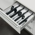 thumbnail image 4 of 4 Pack Bamboo Drawer Dividers, Adjustable Length from 12 Inch to 17 Inch, Expandable Kitchen Drawer Organizer, Drawer Organization Separators for Clothes, Kitchen, Bedroom, Dresser, Office (Black), 4 of 8