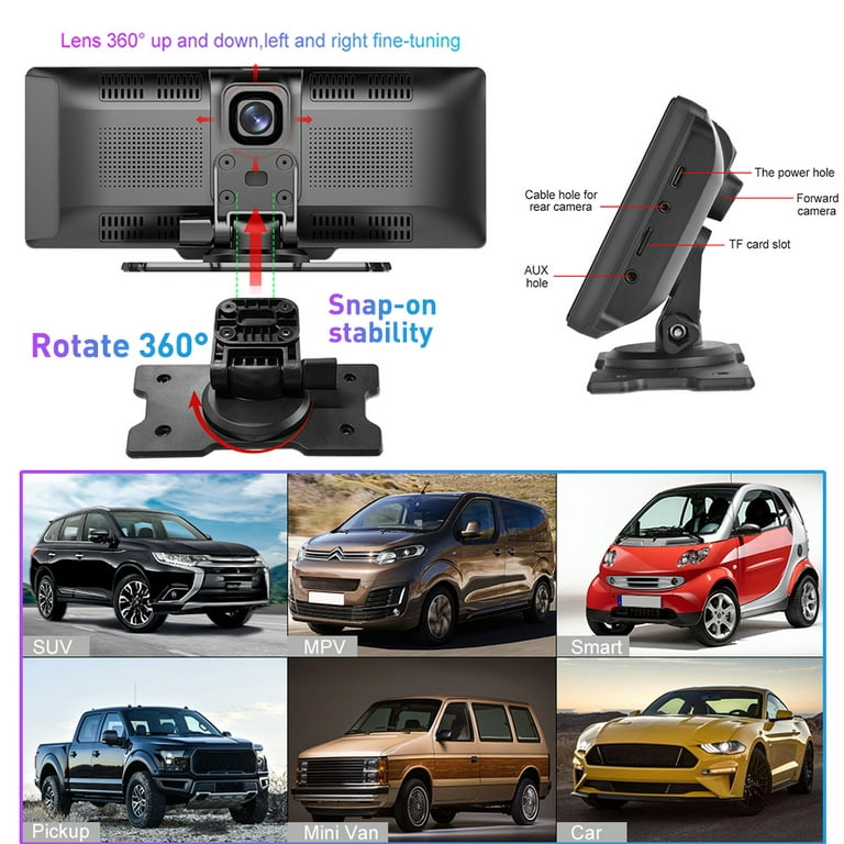  7 inch Portable Wireless Apple Carplay Display Android Auto  Mirror Link Bluetooth Music Portable Touchscreen Car Stereo  Standing/Suction Cup for Truck RV Car Camper+32G TF Card : Electronics