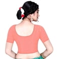 thumbnail image 2 of Stylesindia Cotton Lycra Stretchable Athletic Shirt Half Sleeve Dry Fit Workout Crop Top Gym Sports Top Sari Blouse ( XX-Large, Rust), 2 of 2