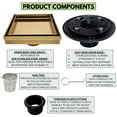 thumbnail image 4 of SereneDrains 304 Stainless Steel Tile in Square Brushed Gold Shower Drain Kit 5 Inch with Base Hair Catcher Strainer Grate Brass Cover Bathroom Floor Insert, 4 of 9