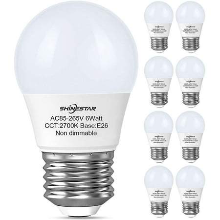 

SHINESTAR 8 Pack A15 LED Ceiling Fan Light Bulbs 60W Equivalent 2700K Warm White E26 Base 600 Lumen Non-dimmable Energy Saving