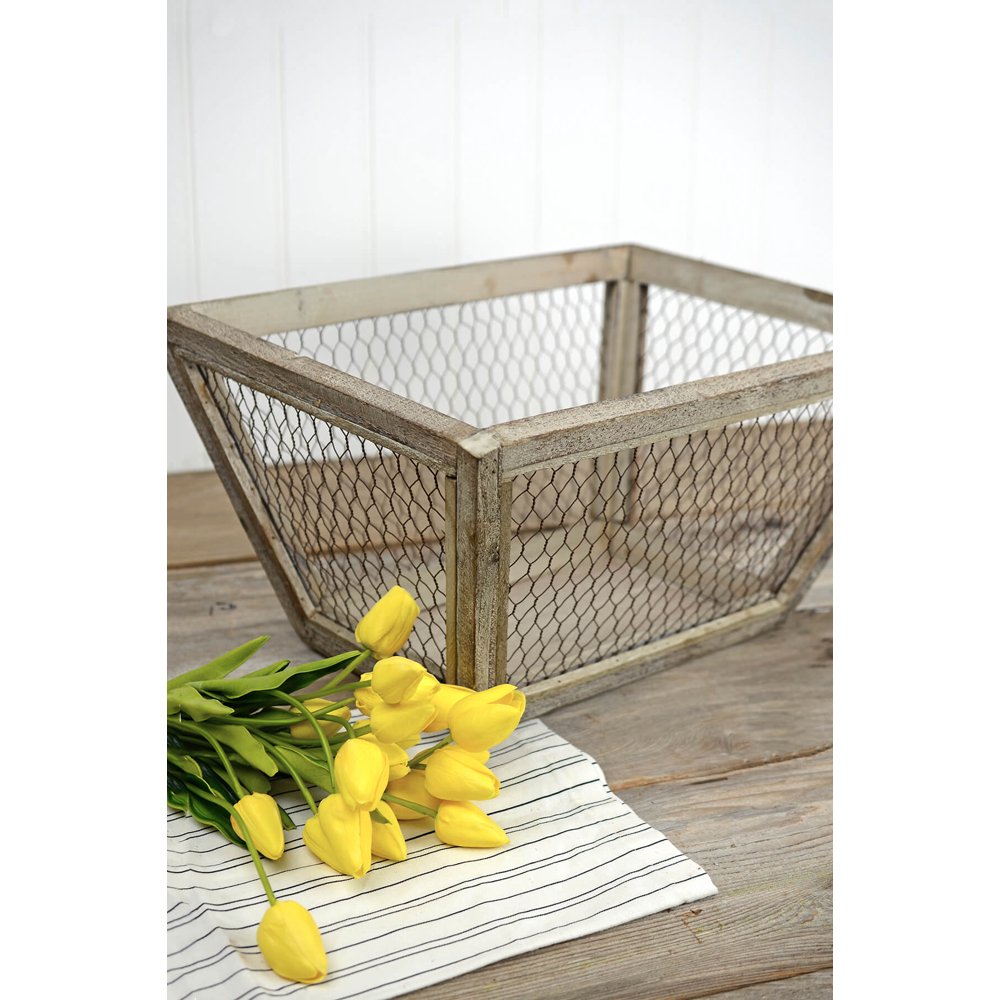 Wood Framed Chicken Wire Basket 18in. 9in. Tall x 13in. Wide x 18in