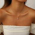 thumbnail image 3 of GOSFRY Cross Necklace for Woman Dainty Fashion 14K Real Gold Plated Zircon Cross Necklace Simple Small Cute Aesthetic Non Tarnish Waterproof Necklaces Easter Christian Religious Faith Jewelry Gifts, 3 of 16